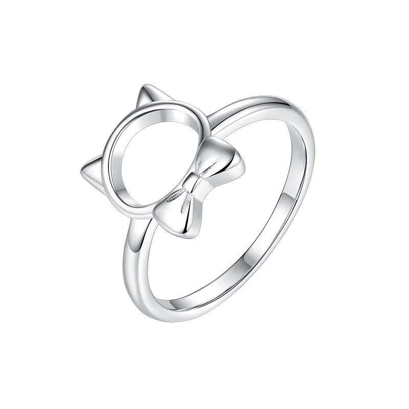 

Real 925 Sterling Silver Rings Female Animal Pet Cat Finger Rings for Women Silver Jewelry S925