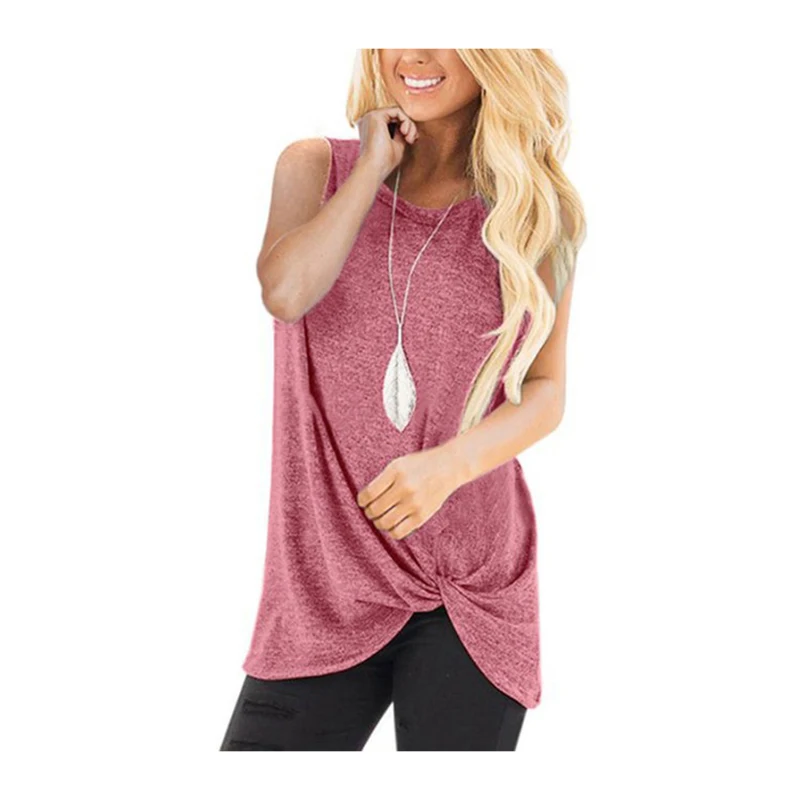 

2019 hot sale cheaper solid sleeveless T shirt women causal top xxxl