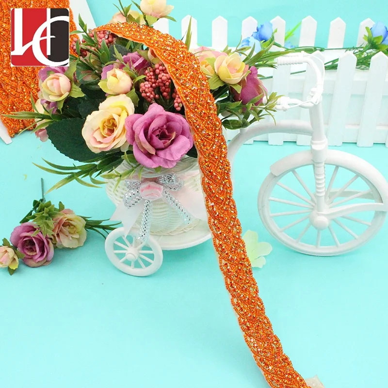 

HC-2462 Custom color wholesale rhinestone wedding trim chain, Black;silvery gold rose gold