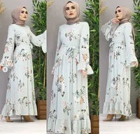 

New Dubai Kaftan Arab Long Floral Muslim Kimono Dress Mubarak Islamic Clothing Abaya Women