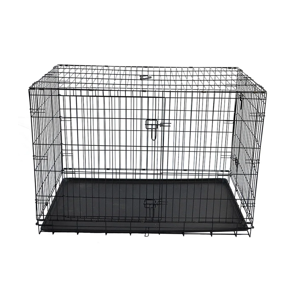 

USA Warehouse 36'' Size Folding Black Powder Coating Metal Dog Crate Images Dog Cage Kennel