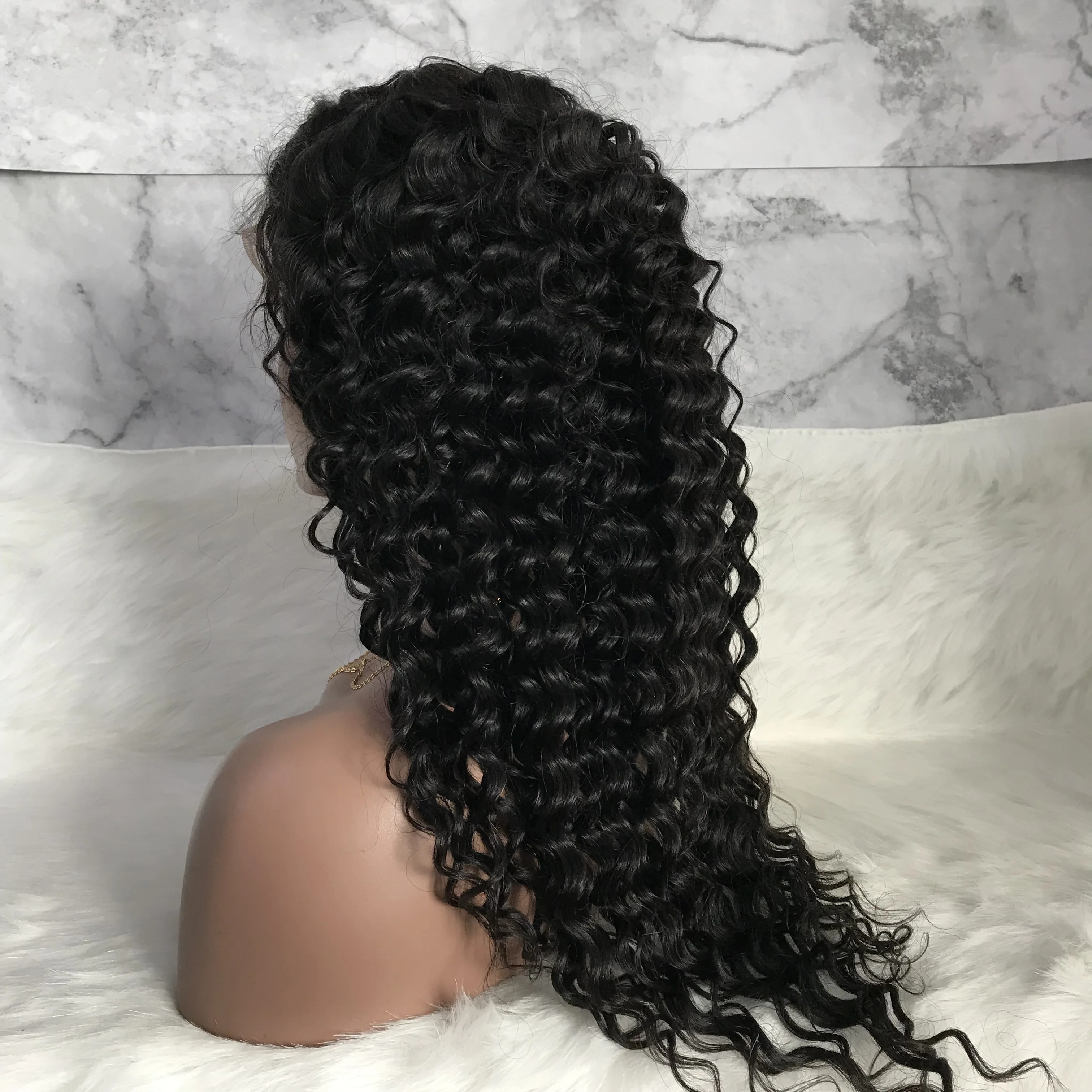 

Qingdao Fadvan Hair Wigs Venodr Deep Wave Full Lace Wig Brazilian Human Hair 1b Natural Color 24 Long Hair Lace Wigs