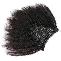

Wholesale Factory Vendor Afro Kinky Curly Clip Ins 100% Virgin Human Hair Extensions, 7pcs Per Set Natural Color Afro Curly Hair