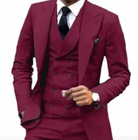 

Shawl Lapel Tuxedos Big size Best Man Blazer (Jacket+waistcoat+Pants) Burgundy Men Suits for weddings MMA369