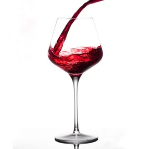 Image of 25OZ Wholesale Large Home Good Hand Blown Custom Burgundy Crystal Wine Glass