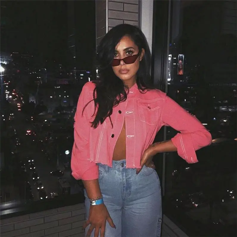 

European Fashion Women Sexy Crop Top Denim Jackets, As picture