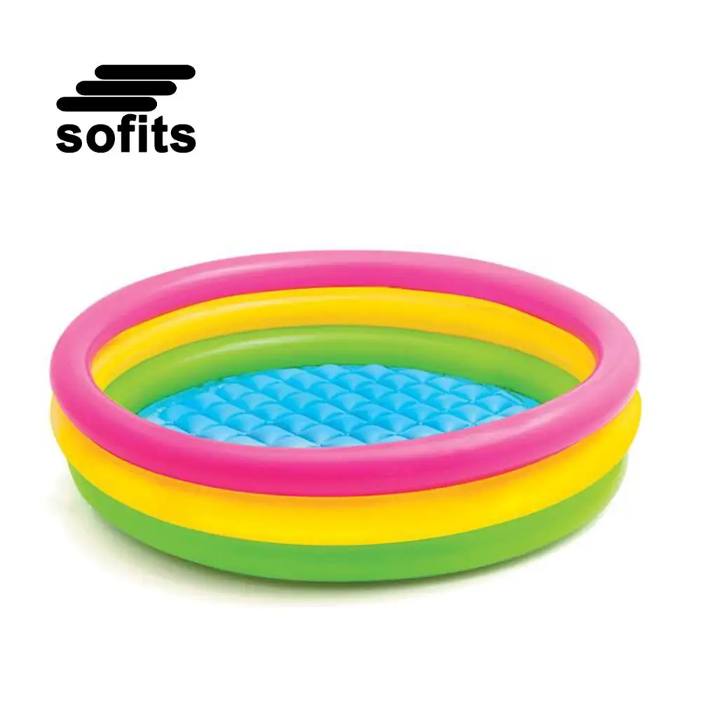 

Intex 57422 Sunset Glow Three Rings Soft Inflatable Floor Swimming Baby Pool, As picture
