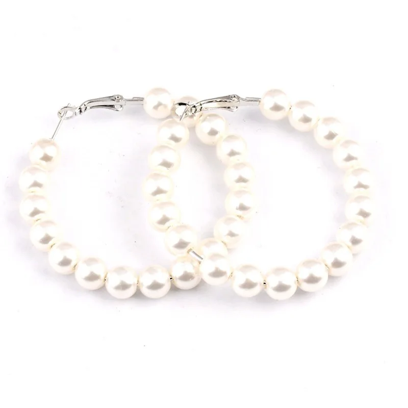 

Pearl Sliver Hoops Pearl Earring, Pearl Hoops, jewellery For Women, As picture