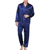Luxury Custom Adult Men Pyjama Long Sleeves Shirts And Long Pants Satin Pajama Set