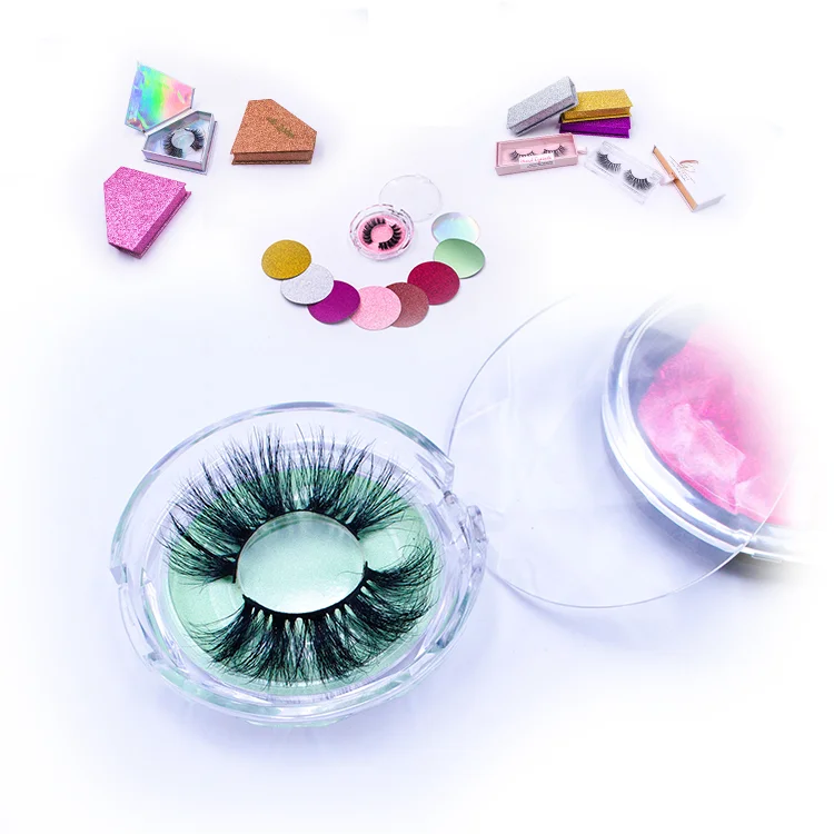 

Wholesale high quality private label 25mm mink eyelashes, Black anf clear