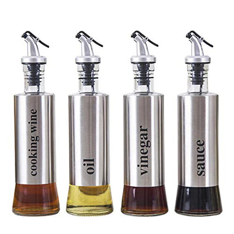 

Online Shop New Products Kitchen Accessories Set Stainless Steel Glass Cooking Tool Seasoning Container Olive Oil Spray Bottle, Silver