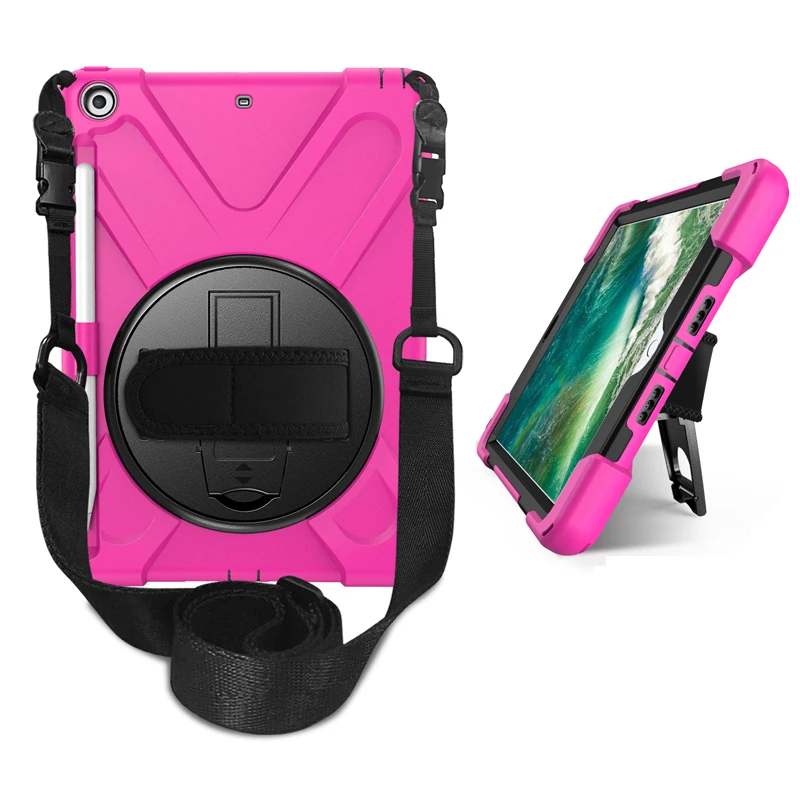 

dustproof shockproof case cover with hands strap & shoulder belt for iPad 9.7 2017/2018