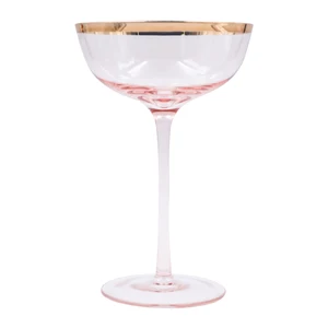 Image of Wedding Decorative Lead Free Long Stem Cocktail Glasses With Gold Rim