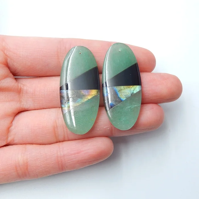 

Hand Cutting Craft Stones Loose Gem Earrings Wholesale Natural Inlaid Beads for Earring Making 37x16x4mm 7.5g