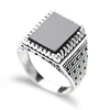 factory price 925 sterling silver ring with square shape black agate stone for man