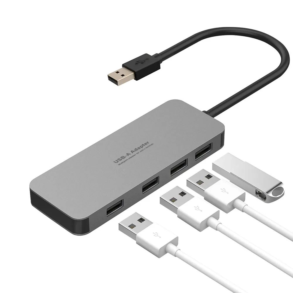 

4-Port USB 2.0 Ultra Slim Data Hub for Mac Pro/Mini, iMac, Surface, XPS, Notebook PC, Mobile HDD, and More, Silver/ gray