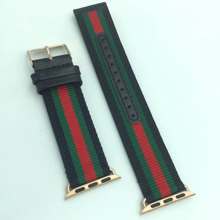 

Leather smart watch strap Woven Nylon watch band Wrist Strap for apple watch, Black green red green black