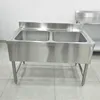 Molded Double Bowl Stainless Steel Kitchen Sink with Front Board