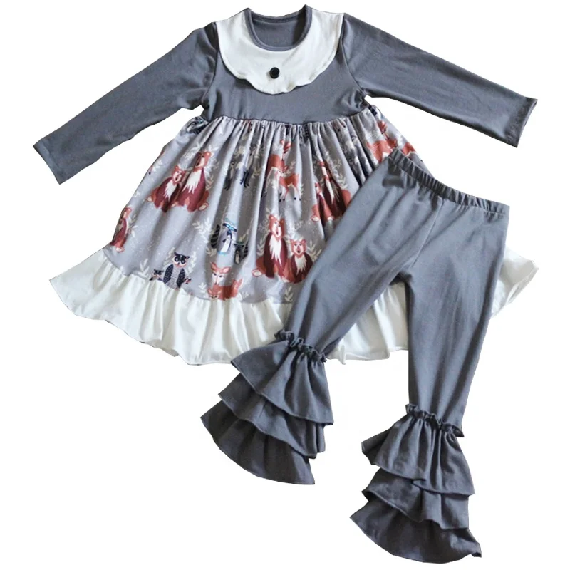 

2019 Lovely Baby Children Kids Animal Printing Top And Pants Ruffle Outfits For Kids Clothing Sets Spring Summer Season, Picture