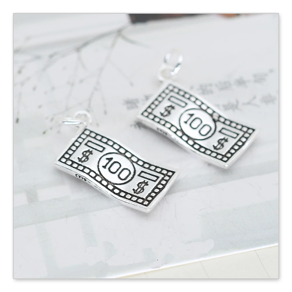 

DIY Jewelry Finding Accessories 925 Sterling Silver 100 Dollar Bill Money Jewelry Pendant Charm