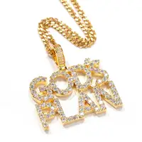 

Men's Trend Accessories Customized Gold Hiphop Zircon God'sPlan Letter Pendant Necklace