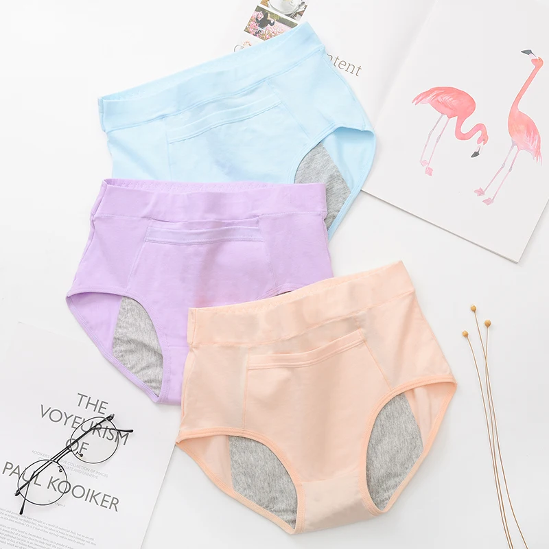 

Pure Cotton Safe Menstrual Period Underwear With Pocket Front, 5 colors