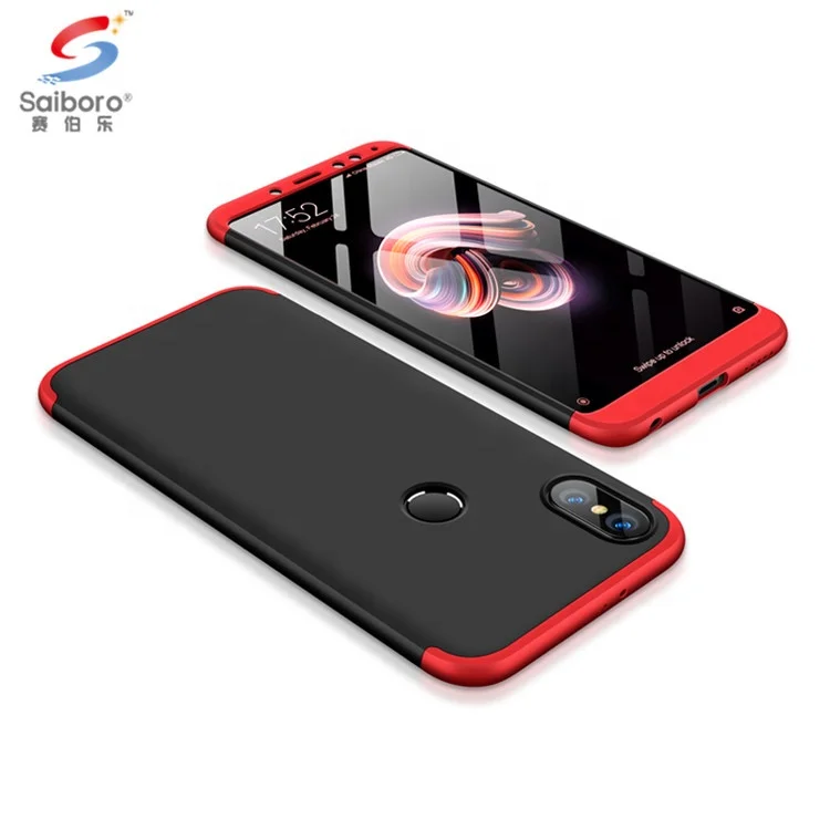 Saiboro 360 degree full protective pc bumper tpu hard case back cover for xiaomi redmi note 5 pro