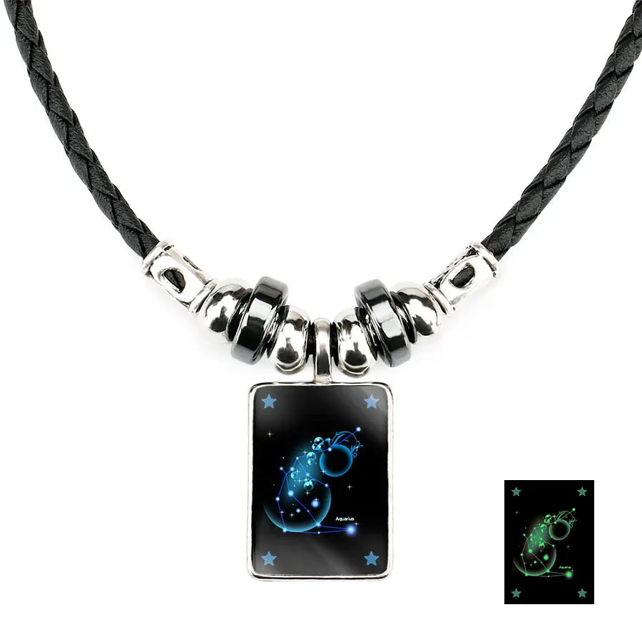 

Fashion Hot Sell Glow In The Dark Constellations Pendant 12 Zodiac Sign Necklace For Women, Same pic
