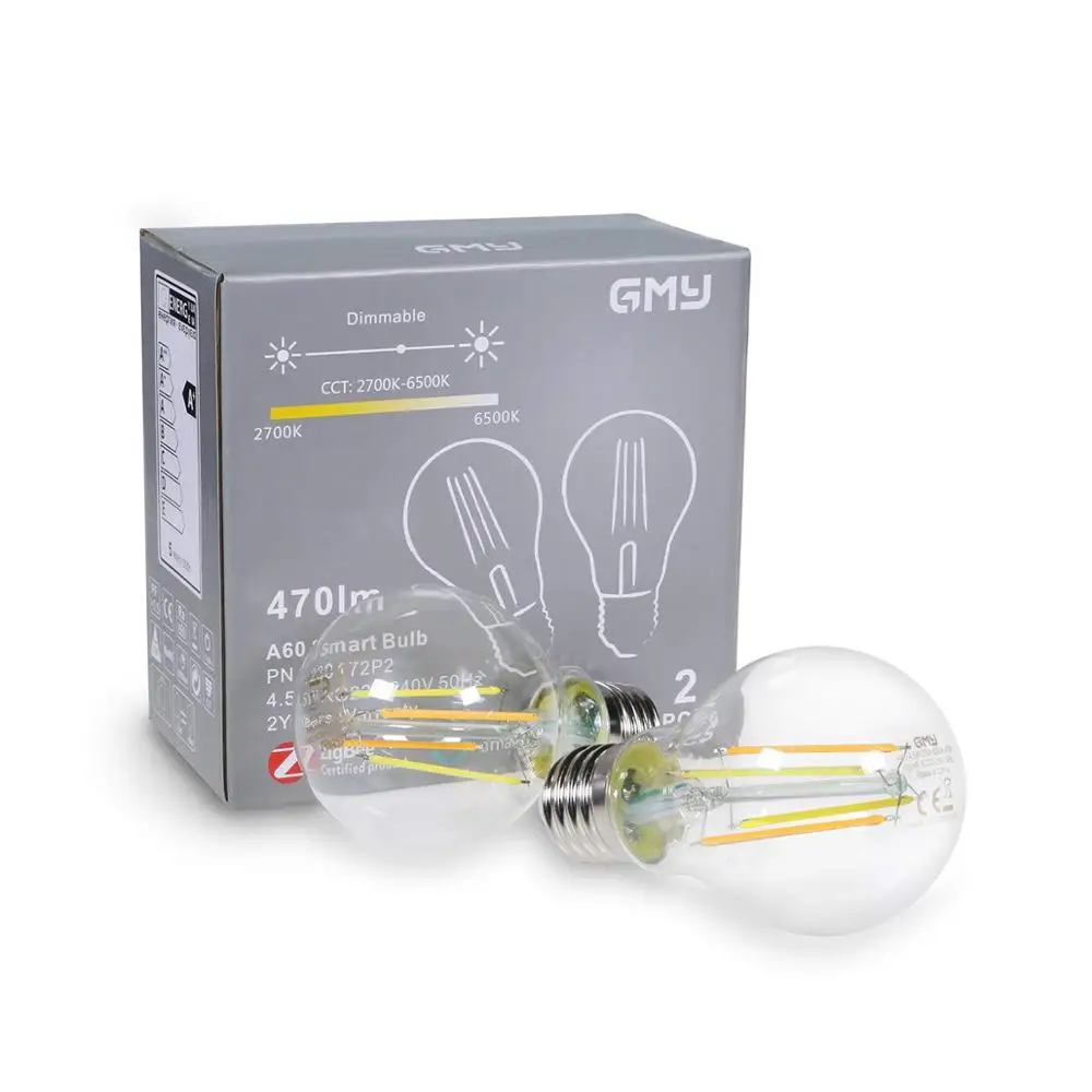 High quality ZigBee  Wifi  Bluetooth E27  Edison lamp  led filament bulb  A60 4.5W  7W  lighting