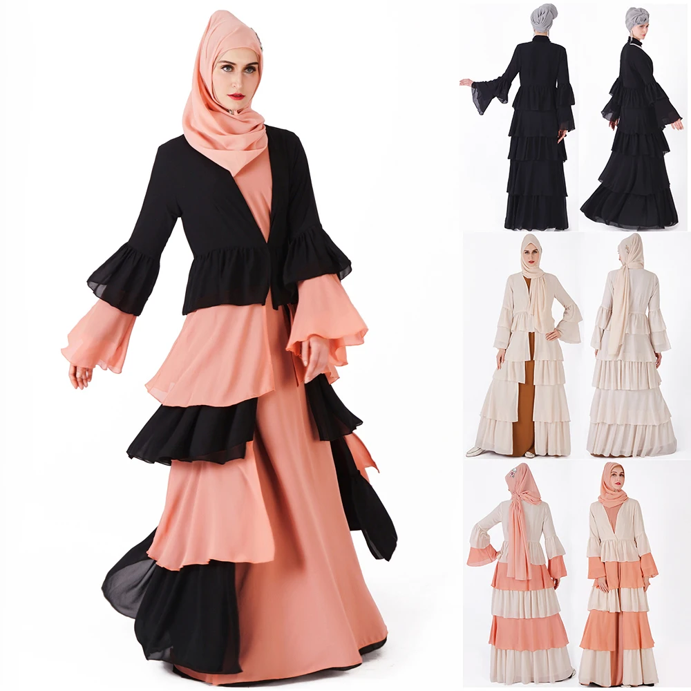 

2019 abaya casual comfortable chiffon front open maxi dress melayu kimono islamic clothing high-waisted abaya muslim dress