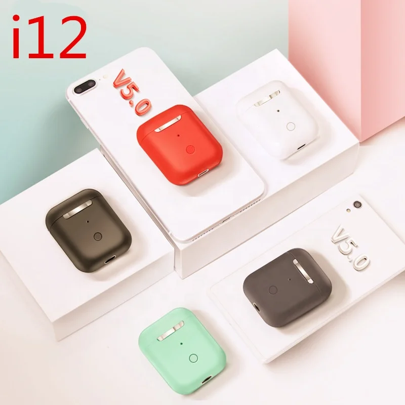 

Newest wireless earbuds i12 tws tws-i12 good quality low price tws headphone for iphone, Black color
