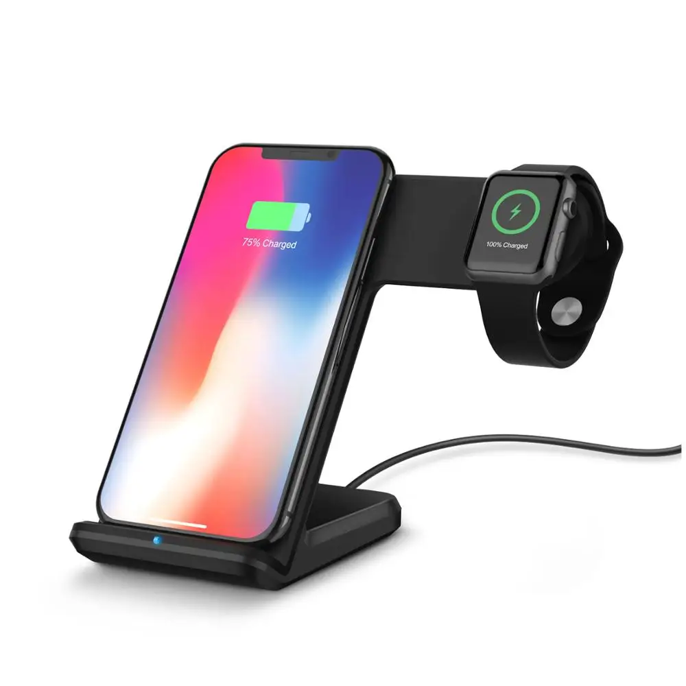 

2019 2 in 1 Wireless Charger Fast Charging Station Qi Charge Stand Dock For iPhone/iWatch