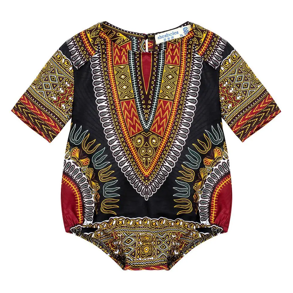 Shenbolen Hot Sale African Baby 100% Cotton Clothes Wholesale Baby Wax Print Triangle Romper