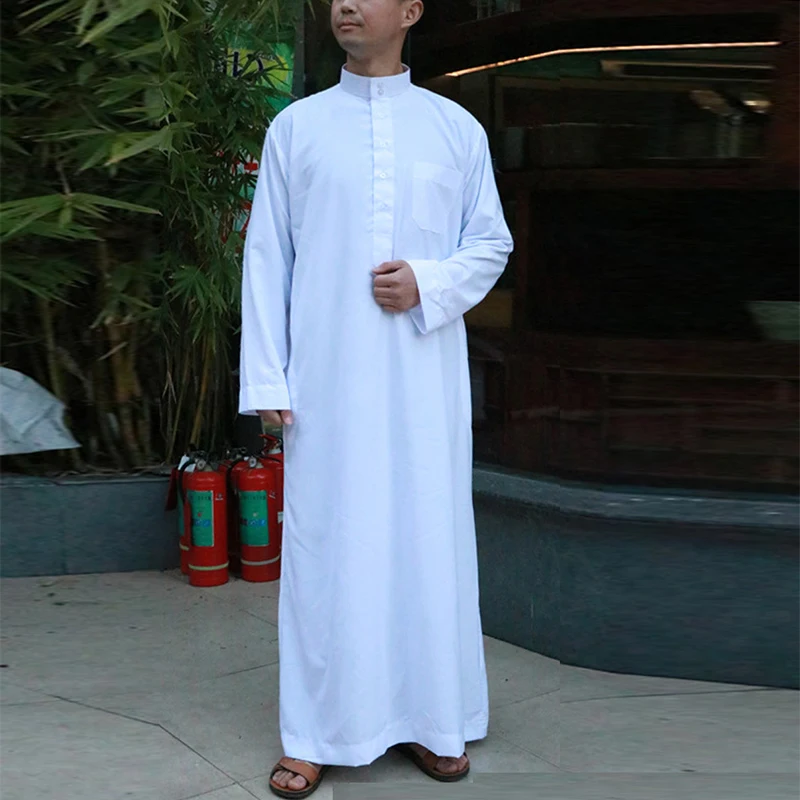 

2019 White Jubba Thobe Standing Collar Long Dress for men prayer, Mix colors