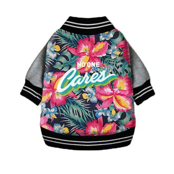 

RL47 2019 new autumn and winter blue denim printed baseball jacket dog, N/a