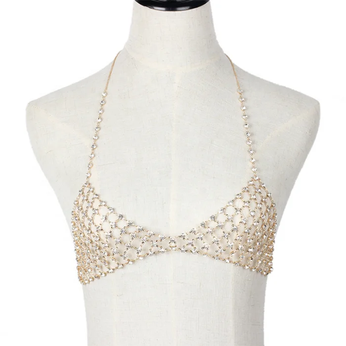 

Fashion sexy beach chain relaxation body chain with rhinestone chest chain