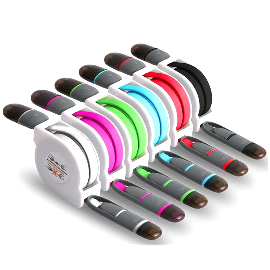 

Small Mini 2.0 To Micro Retractable USB Phone Charging Cable Reel For IOS For Android, Colorful
