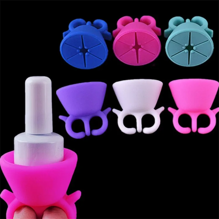 

Cheap Nail Polish Art Beauty Tools Wearable Silicone Nail Polish Bottle Holder, Colorful