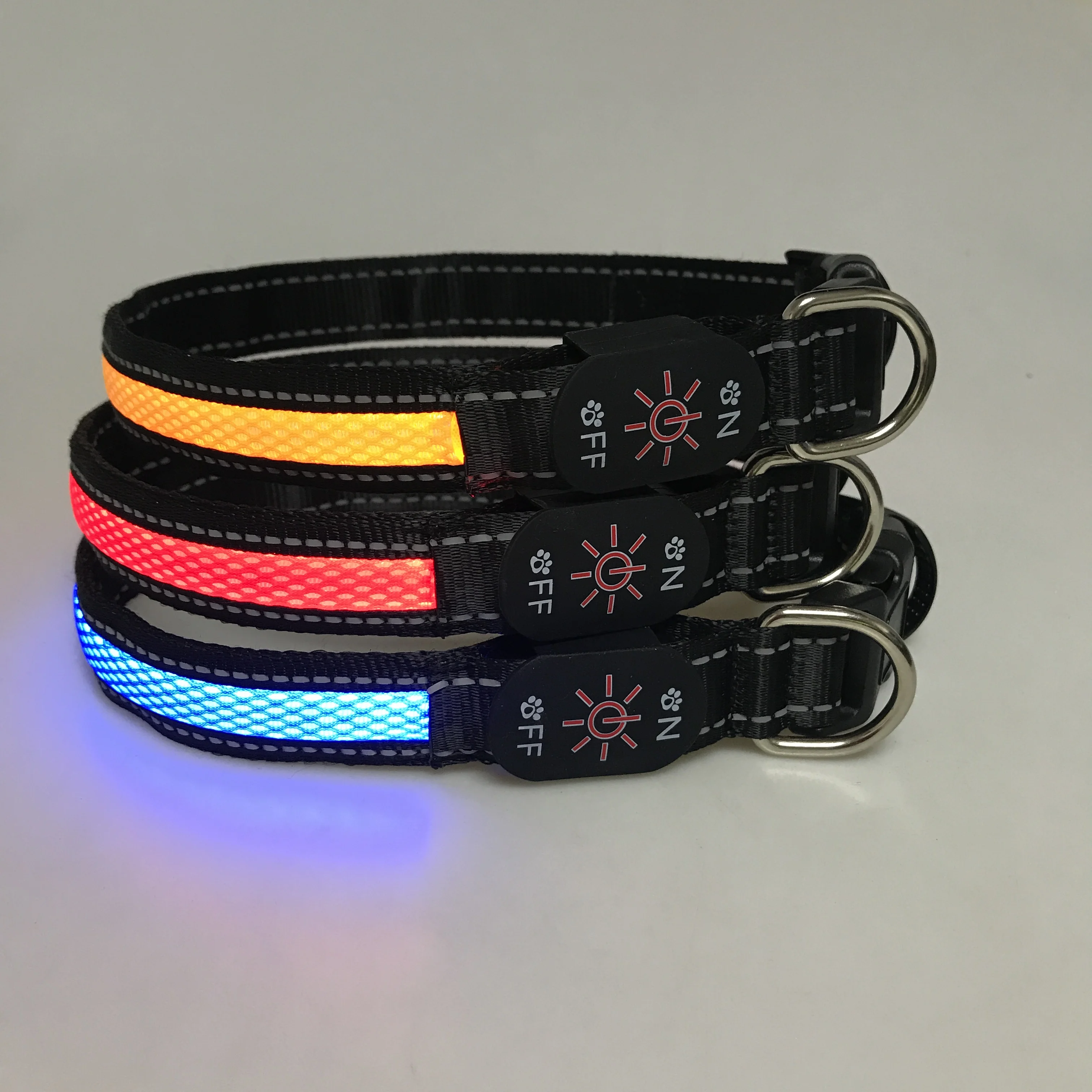 

LED Lights Dog Pets Collars Adjustable nylon Glow In Night Pet Dog Cat Puppy Safe Luminous flashing pet collar