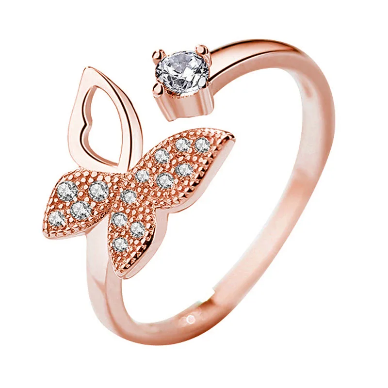 

2018 Fashion Butterfly Ring Adjustable Zircon Ring
