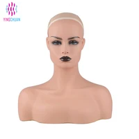 

Female Life size Mannequin Head with Shoulder Wigs Display Plastic Mannequin Head