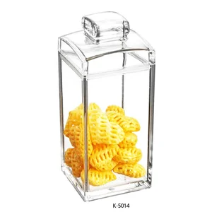 Luxury Hi-Quality Medium Square Shinning Clear Food Candy storage Square Acrylic Container with Handle Square Tank