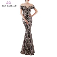 

Vintage off shoulder sequined ball gowns trumpet floral elegant party dresses women evening