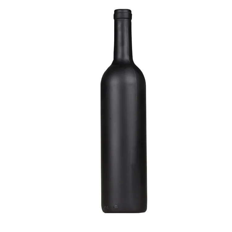 
High quality tall 750 ml matte black long neck wine bottles 