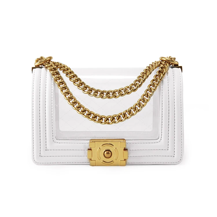 
2020 PVC messenger bag women casual plastic transparent bag wholesale clear handbags for lady 