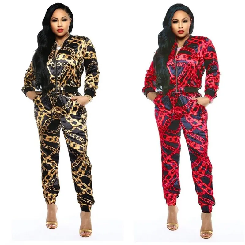 

90327-MX41 Best Quality Long Sleeve Printed 2 Piece Womens Jumpsuits