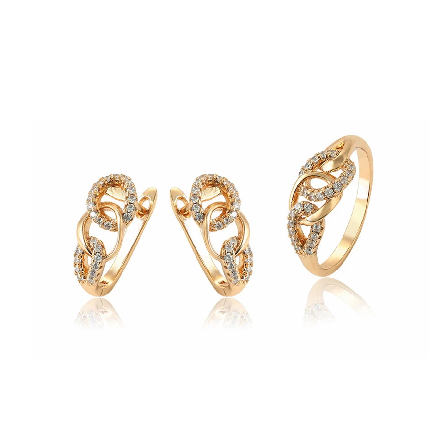 

64784 Xuping new design gold women ring and earring sets, White