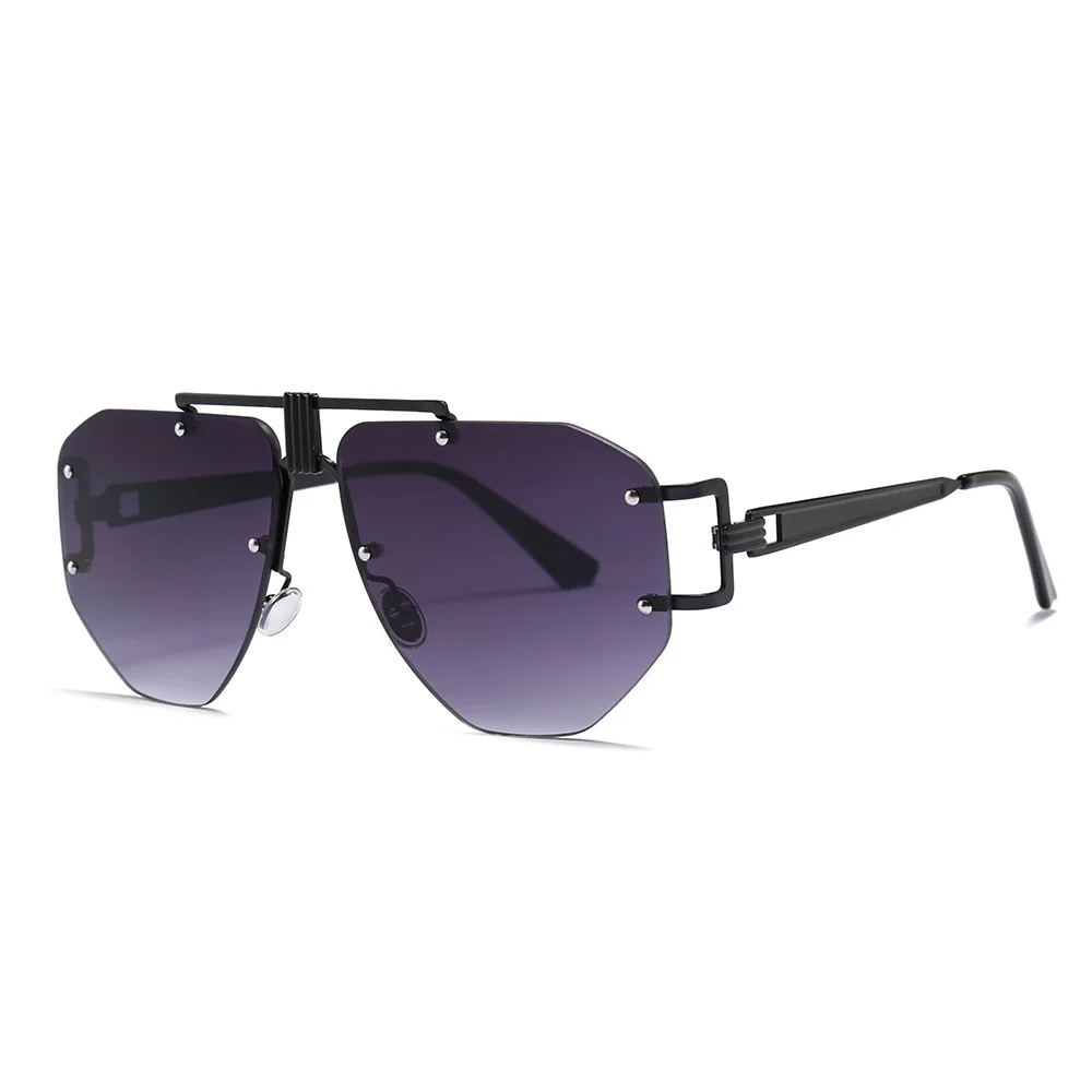 

2019 New design Rimless sunglasses large frame personality high quality men and women fashion sun glasses