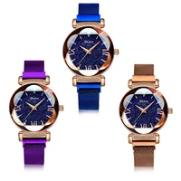 

Luxury Gold Watches Women New Fashion Starry Sky Wristwatches Mesh Magnetic Strap Quartz Watches Montre Femme