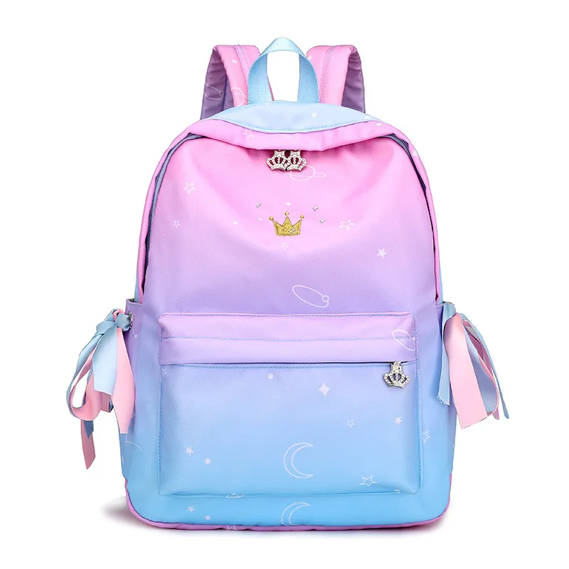 

New design nylon school backpack printed bag for student, 4 colors